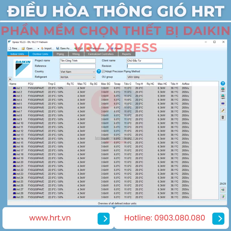 Phần Mềm Chọn Thiết Bị Daikin VRV Xpress