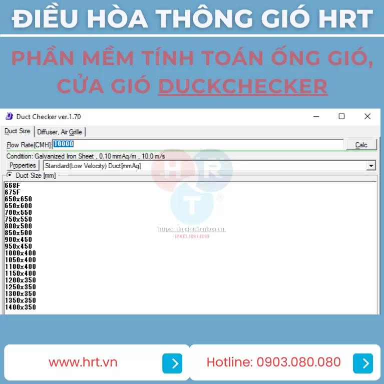 Phần Mềm Tính Toán Ống Gió, Cửa Gió DuckChecker