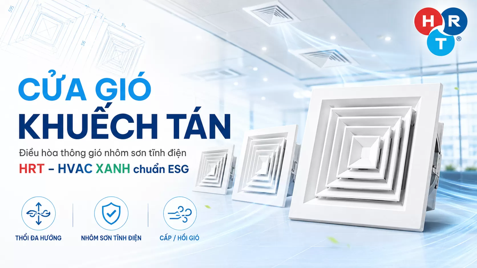 cửa gi&oacute; khuếch t&aacute;n điều h&ograve;a th&ocirc;ng gi&oacute;