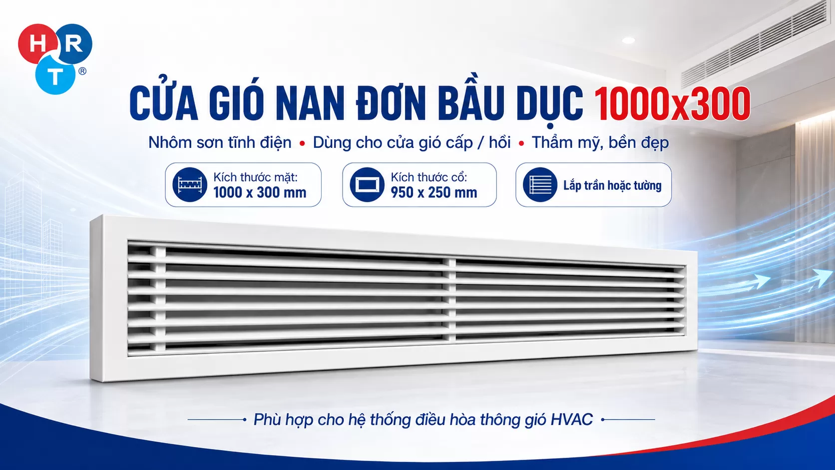cửa gió nan đơn bầu dục 1000x300