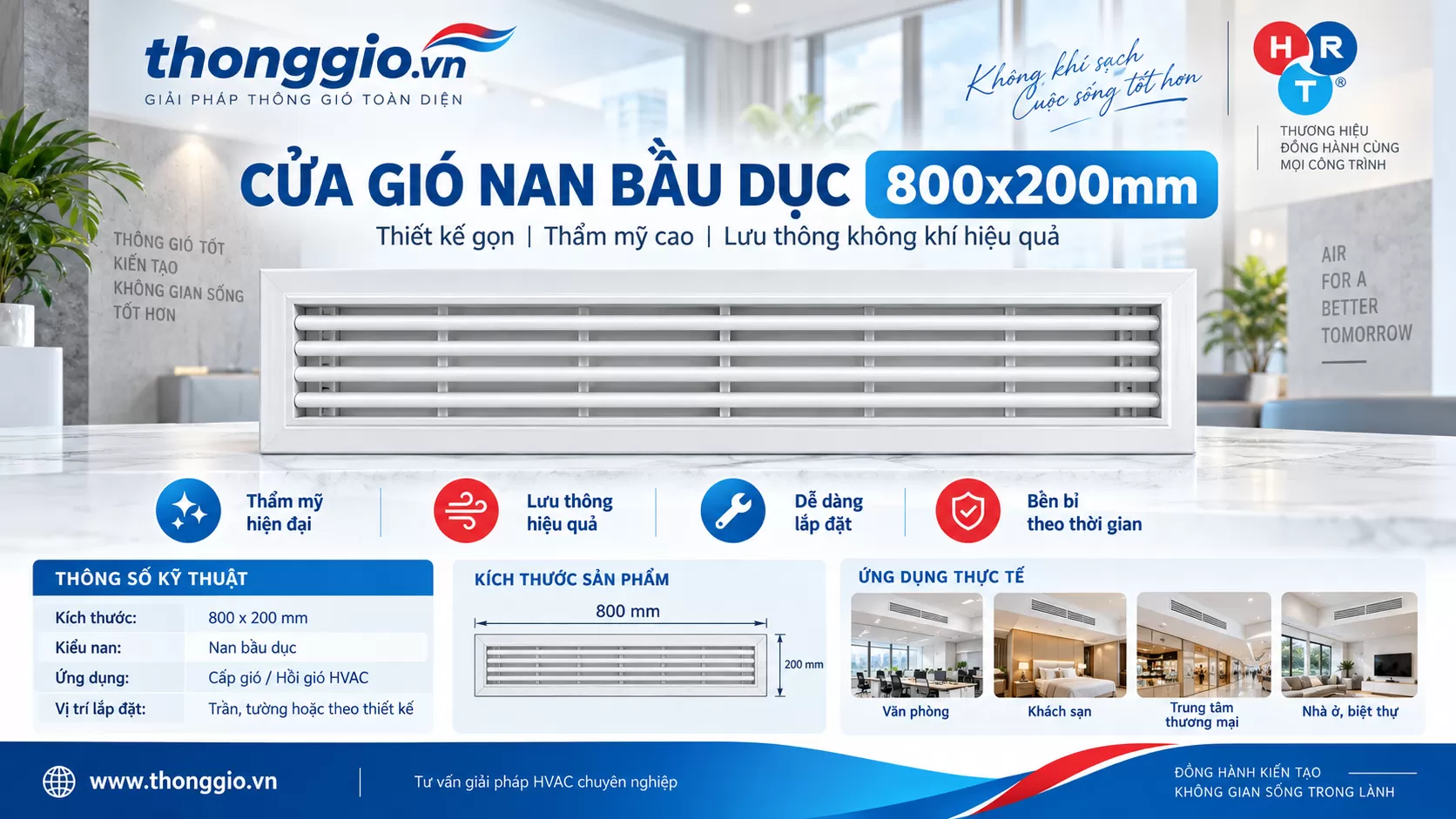 cửa gió nan bầu dục 800x200mm