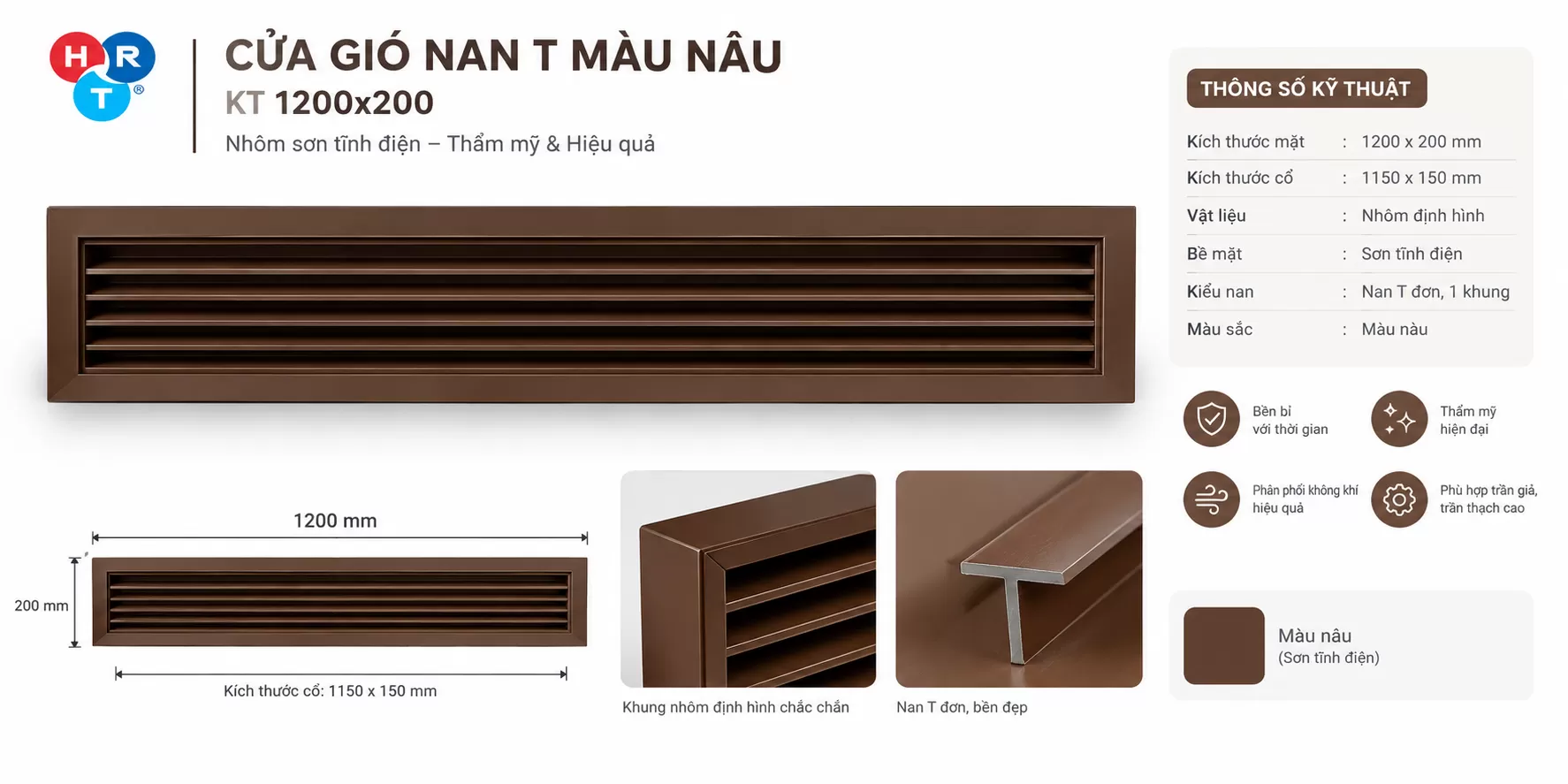 cửa gi&oacute; nan T m&agrave;u n&acirc;u 1200x200