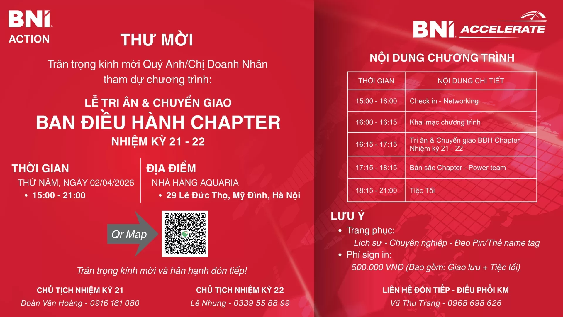 LỄ TRI ÂN & CHUYỂN GIAO BNI ACTION NK21-22