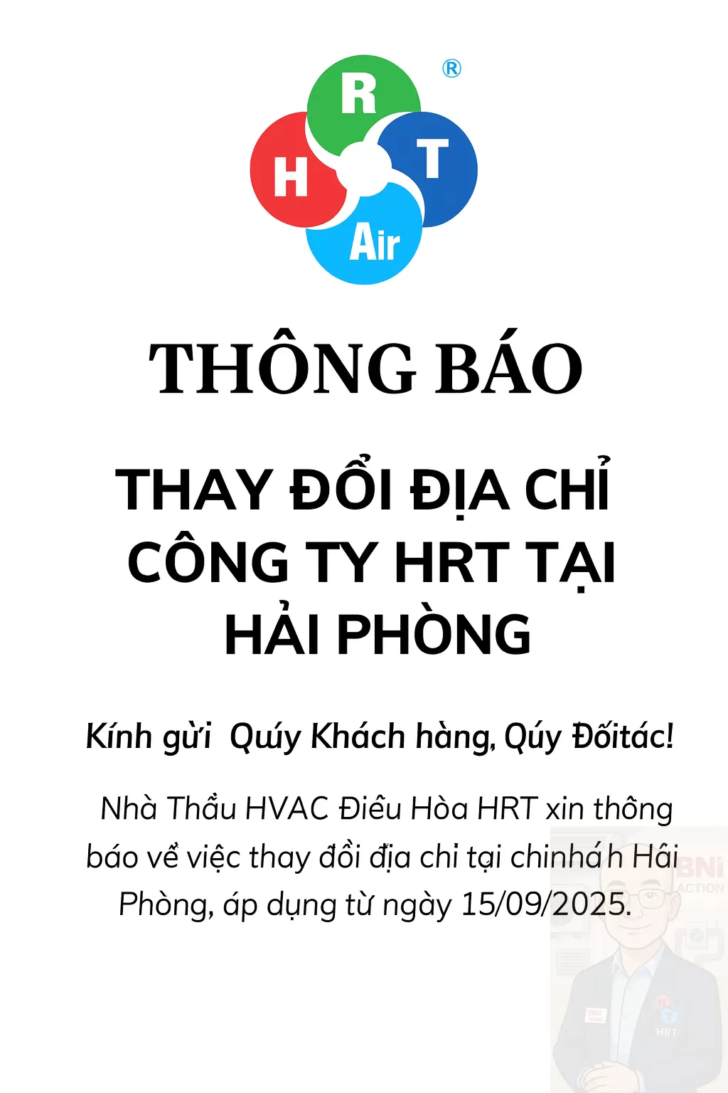Thông Báo Thay Đổi Địa Chỉ Công Ty HRT Tại Hải Phòng